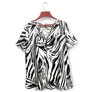 Westbound Monochrome Zebra Print Blouse -Sz 1X